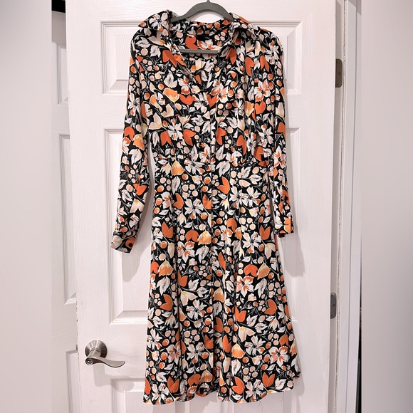 Who What Wear Orange/Black Midi-dress - Picture 1 of 3